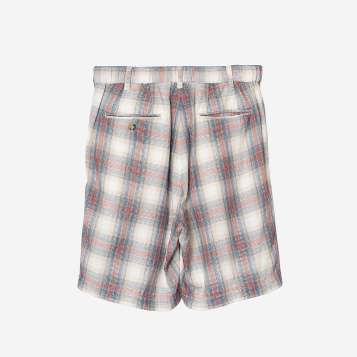 TWO-PLEAT SHORTS - RUST/NAVY