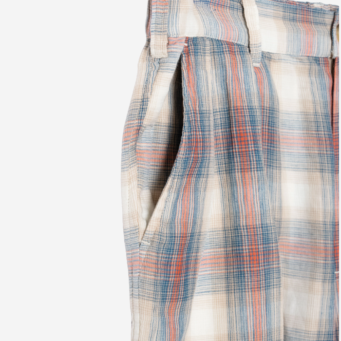 TWO-PLEAT SHORTS - RUST/NAVY