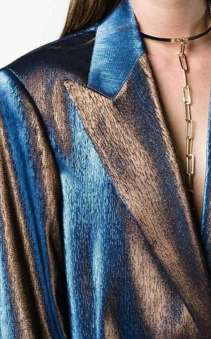 Dries Van Noten Two - Tone Lamé Blazer - Runway Catalog