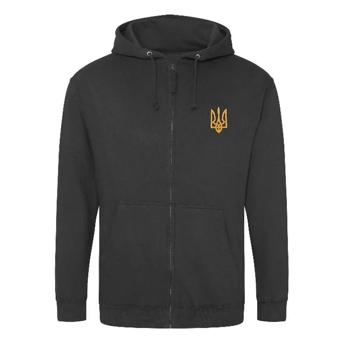 Ukrainian zip-up Hoodie with Embroidered Trident