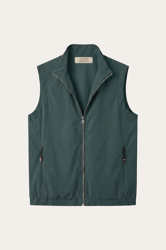 Valeno Stand-Collar Zip Vest Green