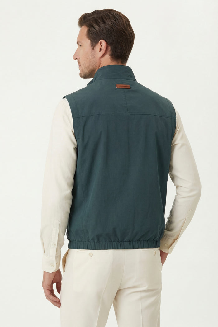 Valeno Stand-Collar Zip Vest Green