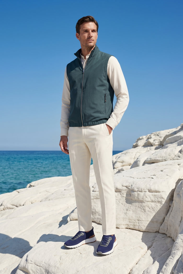 Valeno Stand-Collar Zip Vest Green