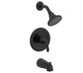 Velora Matte Black Single Handle Tub and Shower Faucet Trim Kit with Shower Head