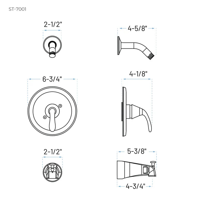 Velora Matte Black Single Handle Tub and Shower Faucet Trim Kit with Shower Head