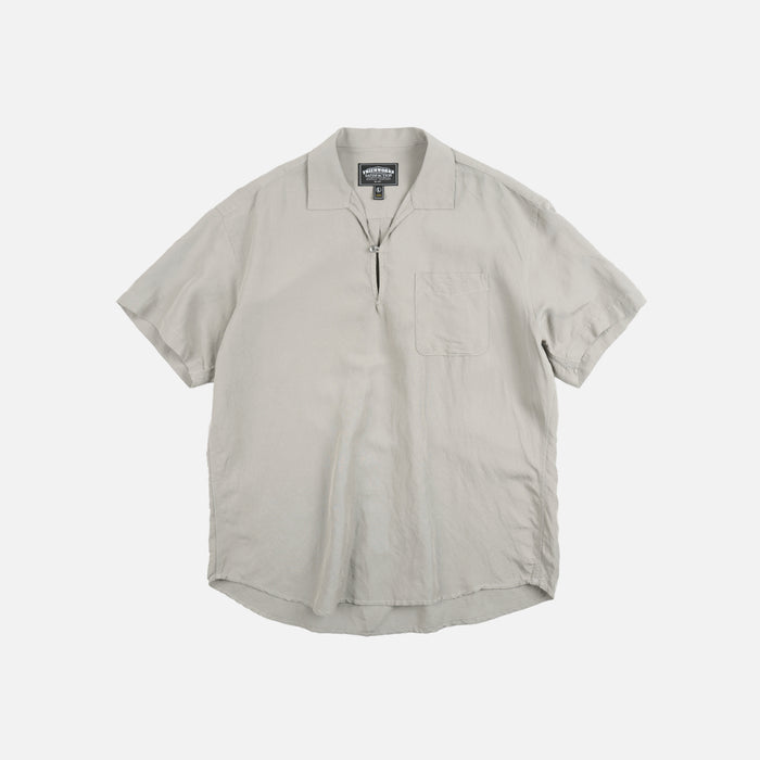 VENTI LINEN MIX POPOVER SHIRT - GREY