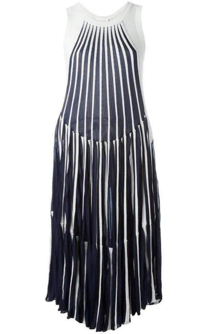 Chloe Vertical Stripe Midi Dress - Runway Catalog