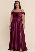 Victoria Satin Dress Wine - Plus