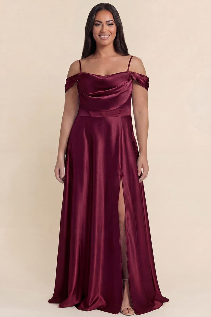 Victoria Satin Dress Wine - Plus