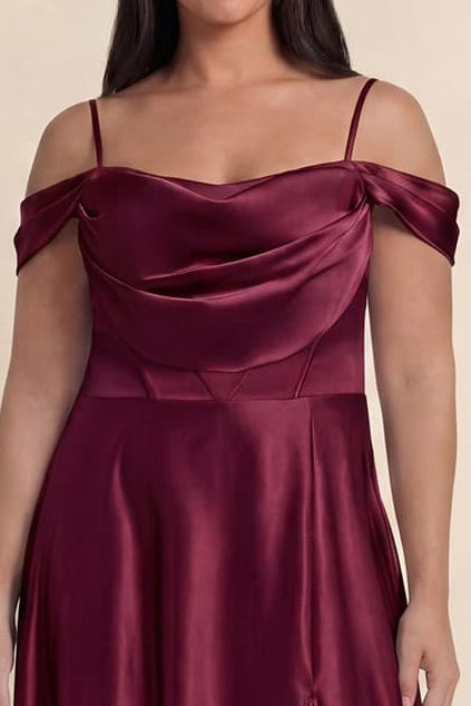 Victoria Satin Dress Wine - Plus
