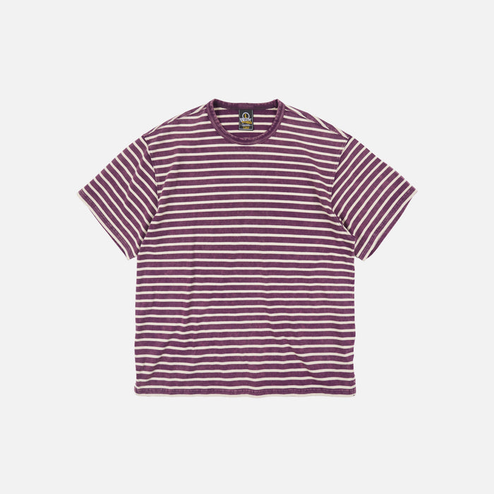 VINTAGE FADED STRIPE HALF T-SHIRT - PURPLE