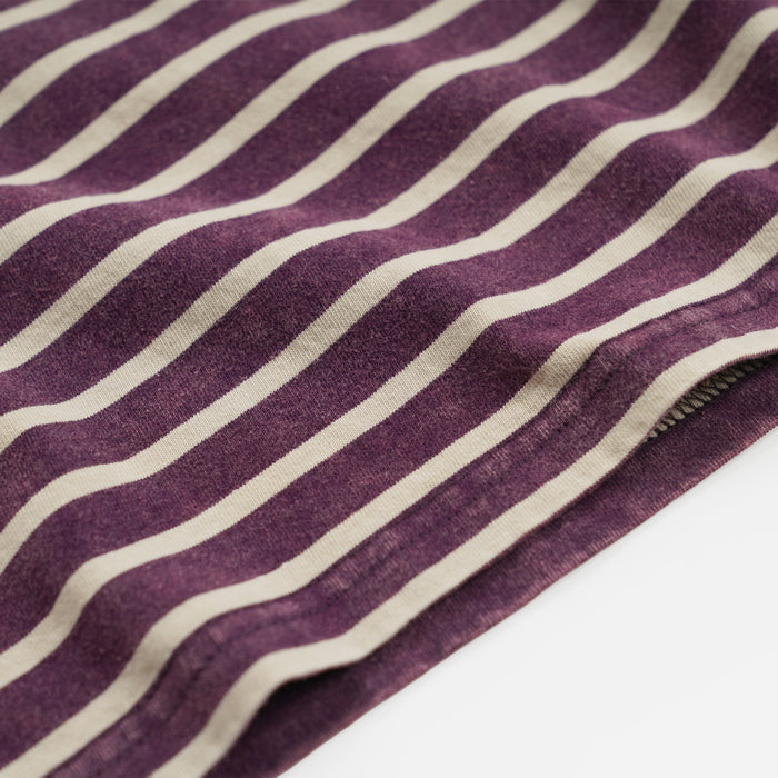 VINTAGE FADED STRIPE HALF T-SHIRT - PURPLE