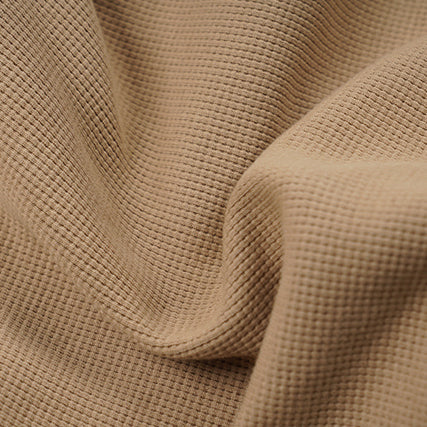 WAFFLE ZIP UP HOODIE - BEIGE