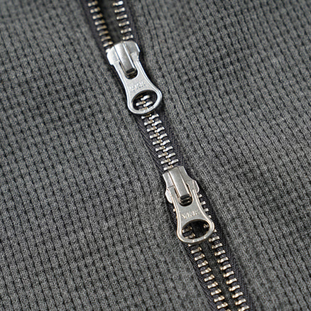 WAFFLE ZIP UP HOODIE - GREY