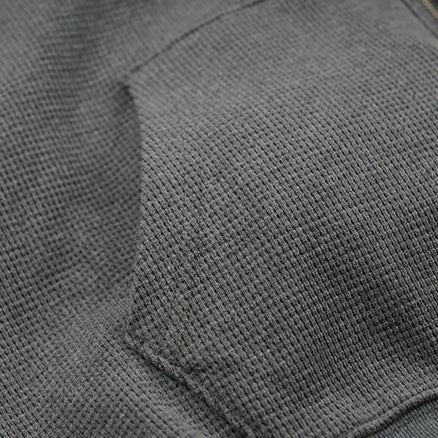 WAFFLE ZIP UP HOODIE - GREY