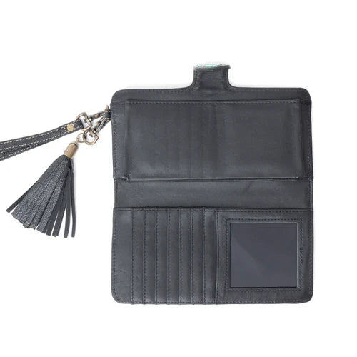 Western Swing Hand-Tooled Wristlet Wallet