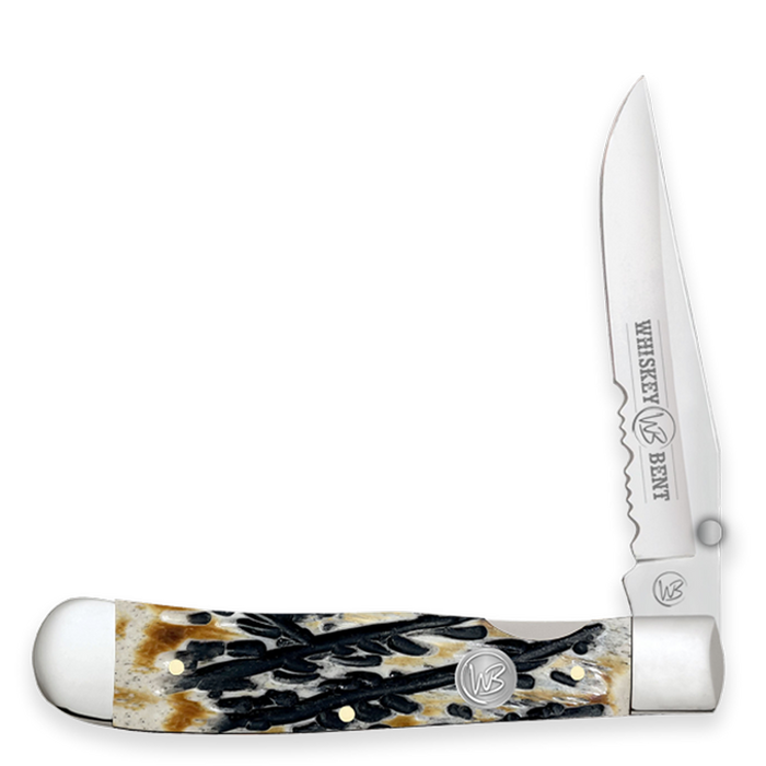 Whiskey Bent Carved Burnt Bone Trapper Lock