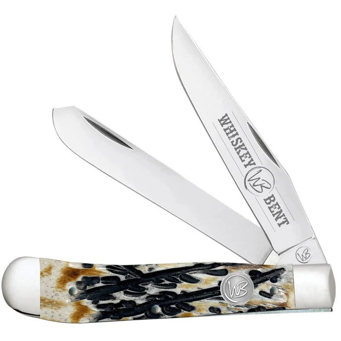 Whiskey Bent Carved Burnt Bone Trapper