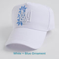 White+Blue Ornament trucker with embroidered trident