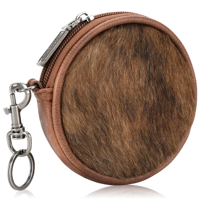 Wrangler Genuine Hair On Cowhide Circular Coin Pouch Bag Charm