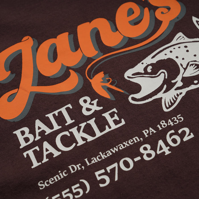 ZANE'S BAIT & TACKLE RINGER T-SHIRT - BROWN