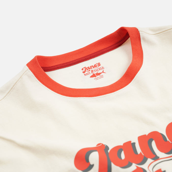 ZANE'S BAIT & TACKLE RINGER T-SHIRT - IVORY