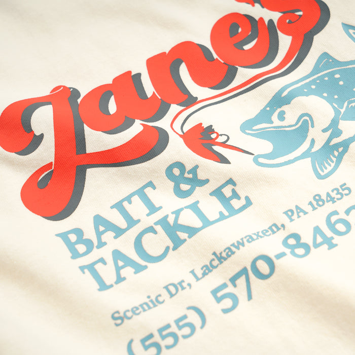 ZANE'S BAIT & TACKLE RINGER T-SHIRT - IVORY