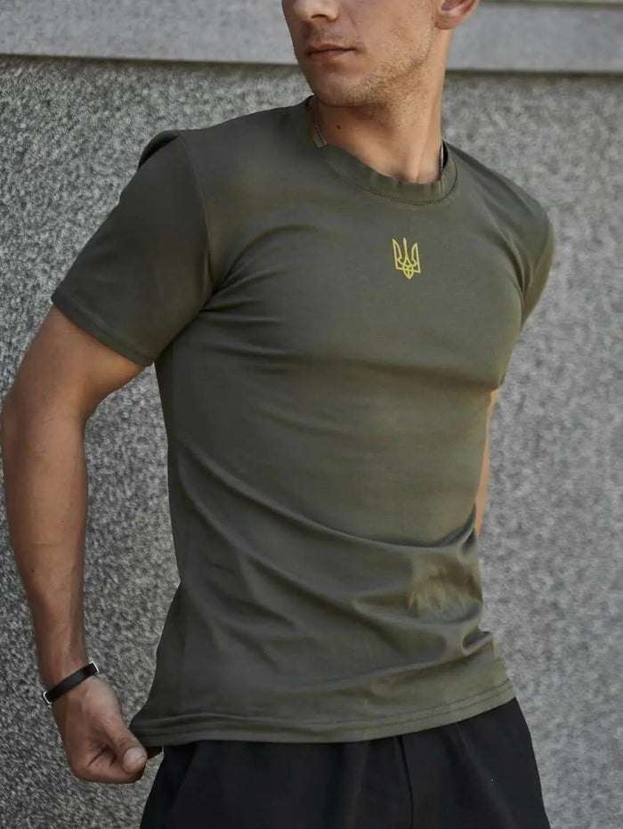 Zelensky T Shirt With Embroidered Trident | Ukraine