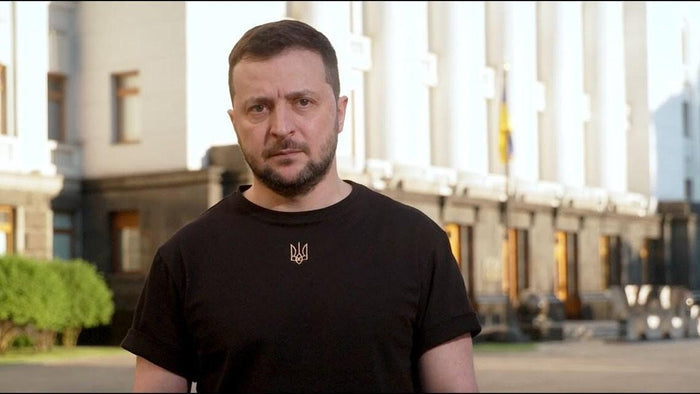 Zelensky T Shirt With Embroidered Tryzub | Ukraine