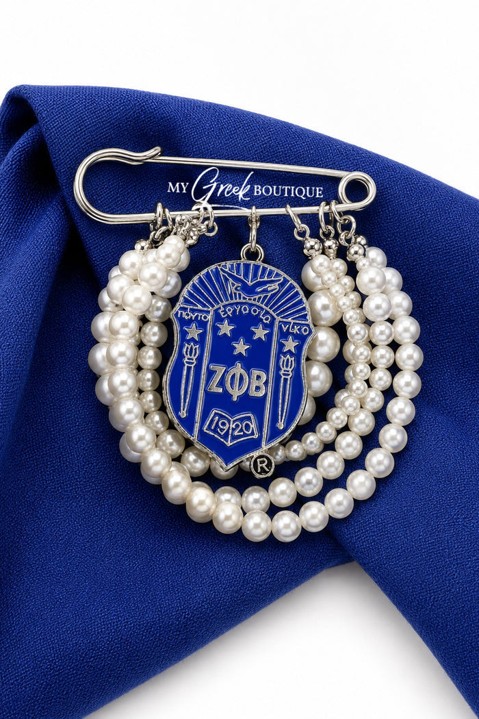 ZPB Shield + White Pearls Pin